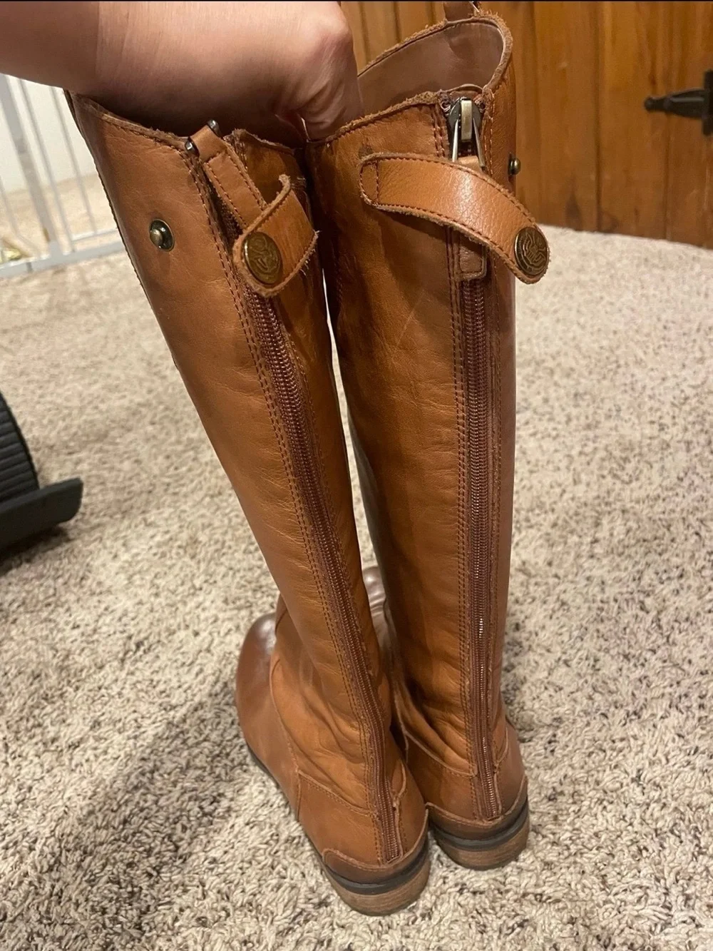 Sam Edelman Penny Tall Leather Riding Boots in Whiskey Brown